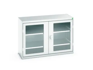vitrinekast 900x1300x550mm 2xStalen bodem romp RAL7035 front RAL7035 - 1