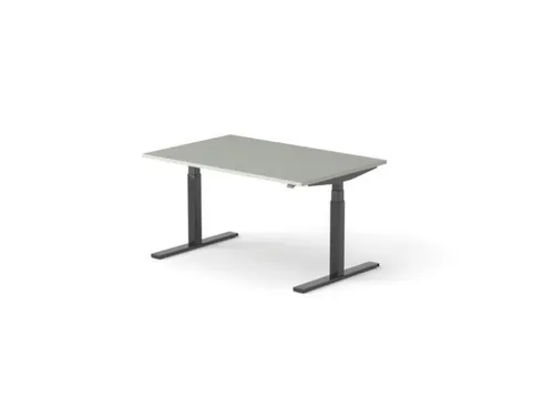 Elektrisch ihv bureau HxBxD 640-1300x1400x900mm blad grijs, voet zwart