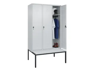 locker met bank,HxBxD 2120x1200x815mm,3vak,vak B 400mm,draaigrendel - 3