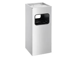 Metalen Afvalbak 17 Liter Met Asbak Metaal Zilver - 1