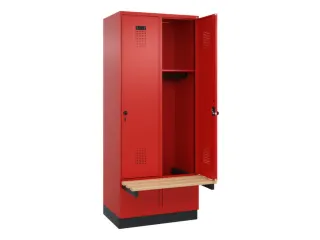 locker met bank,HxBxD 1950x800x815mm,2vak,vak B 400mm,draaigrendel - 1