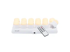 Theelicht Securit Amsterdam LED warmwit met oplaadstation 12 stuks wit