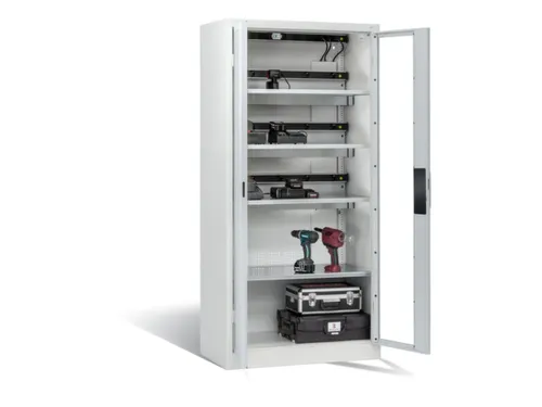 acculaadkast,HxBxD 1950x930x500mm,15stekkerdozen 230 V,ventilator