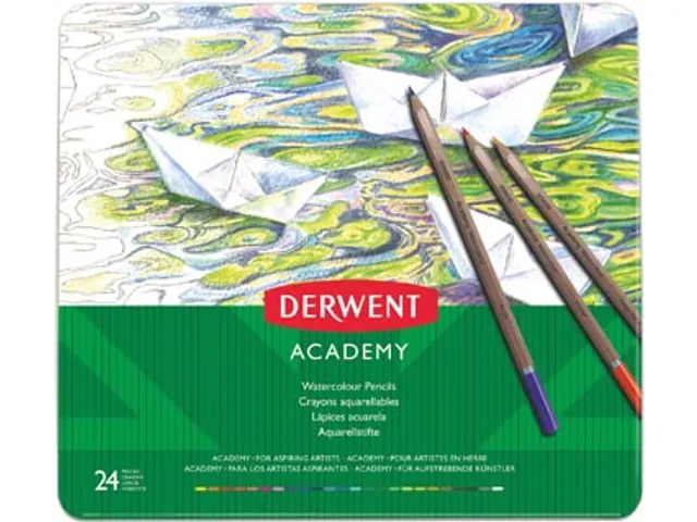 crayon aquarellable Academy , boîte métallique de 24 pièces en coul