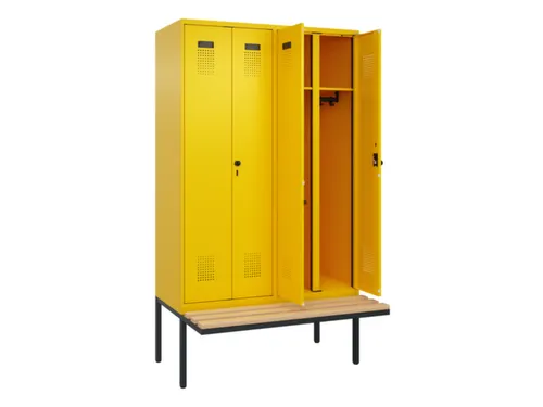 locker met bank,voor scheiding van kleding,HxBxD 2120x1200x815mm,4vak