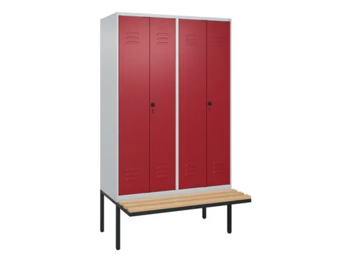 PBM-locker met bank,HxBxD 2120x1200x815mm,4vak,vak B 300mm