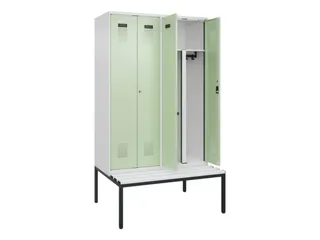 PBM-locker met bank,HxBxD 2120x1200x815mm,4vak,vak B 300mm - 1