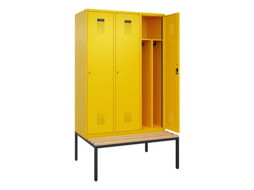 locker met bank,voor scheiding van kleding,HxBxD 2120x1200x815mm,3vak
