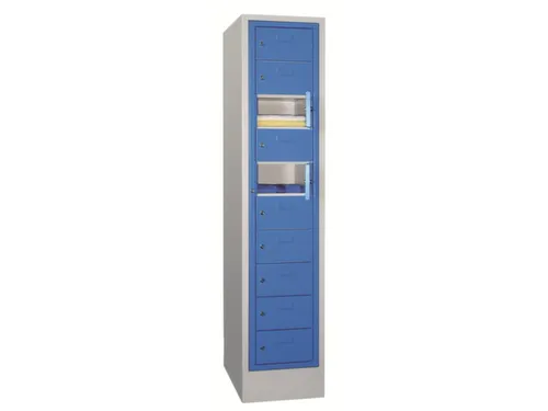 Vakken-/sorteerkast 1850x400x500 1x10 Vakken Ral7035 Front Ral5012