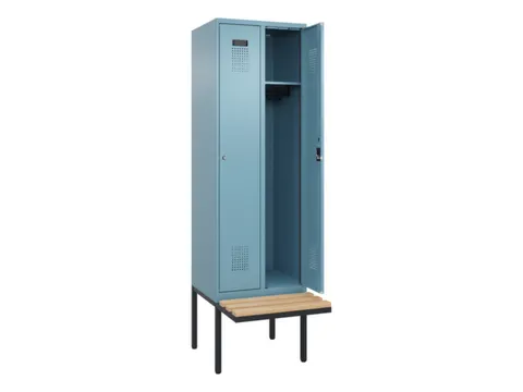 locker met bank,HxBxD 2120x600x815mm,2vak,vak B 300mm,cilinderslot