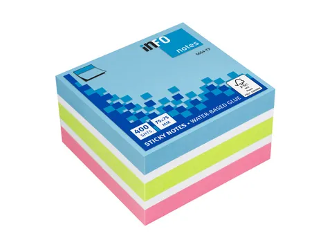 Bloc-mémos 75x75mm assorti bloc de 400 feuillets
