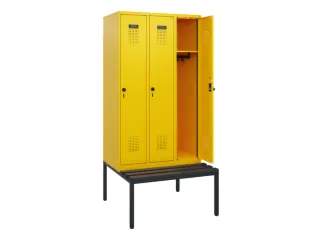 locker met bank,HxBxD 1950x900x815mm,3vak,vak B 300mm,draaigrendel - 1