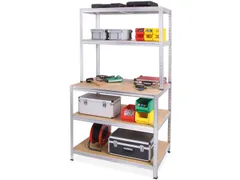 montagetafel,HxBxD 900x900x600mm,blad hout,4voeten verzinkt,4legborden