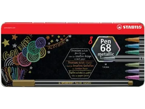 Pen 68 metallic viltstift 8 kleuren metalen