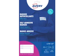 Naambadge etiket Avery L4787 80x50mm Blauw kader Laserprinter 200stuks