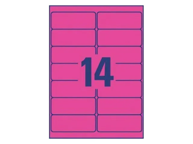 Etiket Avery L7363P-25 99.1x38.1mm Neon Roze 350 Stuks