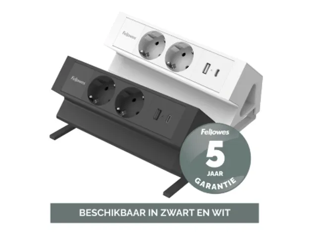 Stekkerdoos Fellowes Power Desk F 2voudig incl USB A en C 2m zwart