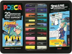 Paintmarker Uni POSCA Manga Hero assorti koffer 20 stuks