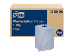 Tork Wasstation Poetspapier 1-laags 250m/19,5cm blauw 6rol/doos