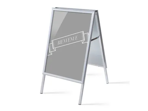 Stoepbord A1 complete set met print "BIENVENUE" Grijs