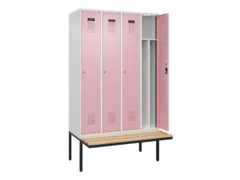 locker met bank,voor scheiding van kleding,HxBxD 2120x1200x815mm,4vak