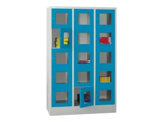 lockerkast,HxBxD 1850x1200x500mm,3x5vakken,RAL7035,front RAL5012 - 2