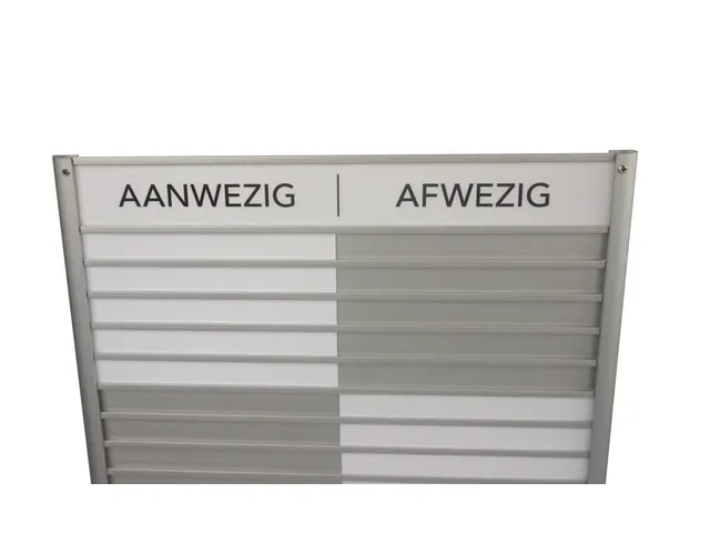 Menoor In-Uit bord 60 namen Aluminium Aanwezig/Afwezig Wit