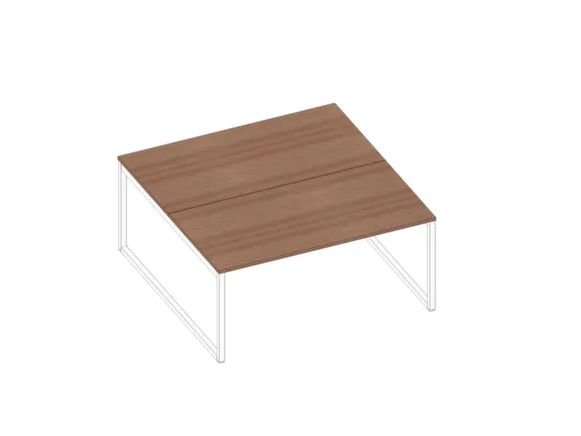 benchtafel,HxBxD 730x1600x1600mm,blad canaletto-hout,sledeframe wit