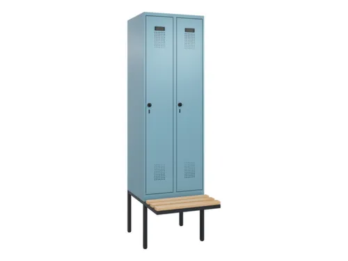 locker met bank,voor scheiding van kleding,HxBxD 2120x600x815mm,2vak