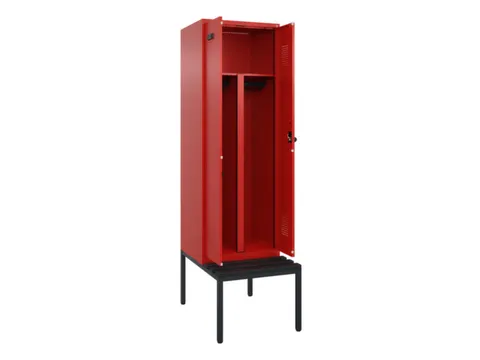 PBM-locker met bank,HxBxD 2120x600x815mm,2vak,vak B 300mm,draaigrendel