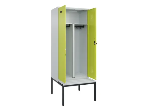PBM-locker met bank,HxBxD 2120x800x815mm,2vak,vak B 400mm,draaigrendel