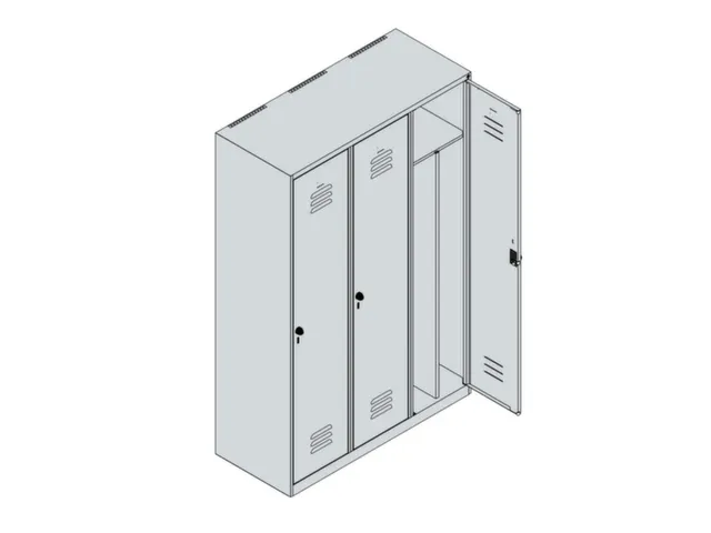 locker voor scheiding van kleding,HxBxD 1850x1200x500mm,3vak