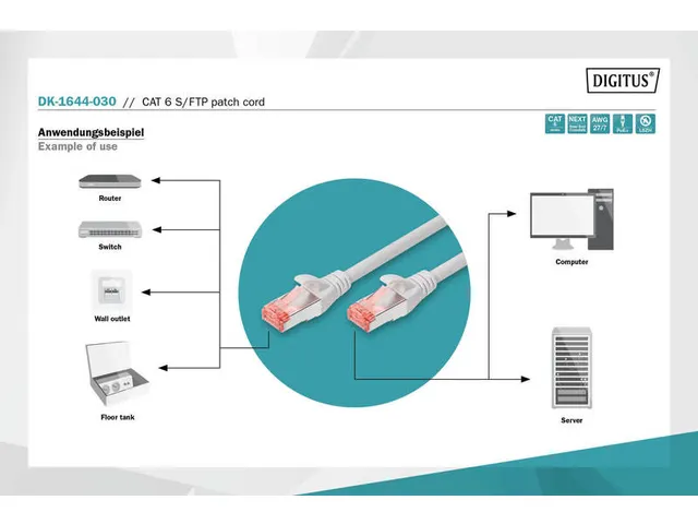 Digitus Cat 6 Patch Cable 3m grijs