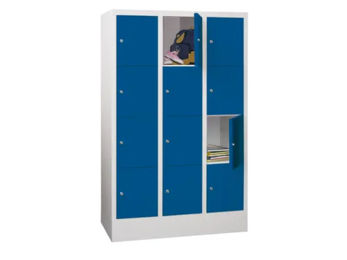 lockerkast,HxBxD 1518x900x500mm,3x4vakken,RAL7035,front RAL5012
