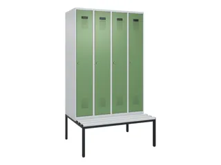 locker met bank,voor scheiding van kleding,HxBxD 2120x1200x815mm,4vak - 2