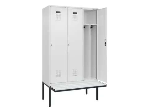 locker met bank,voor scheiding van kleding,HxBxD 2120x1200x815mm,3vak