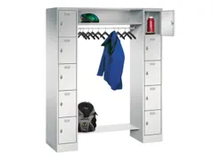 personeelsgarderobe draaigr. 1950x1500x500mm 2x5 vakken 300mm RAL7035