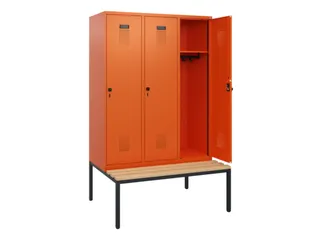 locker met bank,HxBxD 1950x1200x815mm,3vak,vak B 400mm,draaigrendel - 1