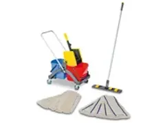 OUTLET kit chariot de lavage seau 2x17l ROUGE/BLEU support à franges