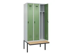 locker met bank,voor scheiding van kleding,HxBxD 2120x900x815mm,3vak