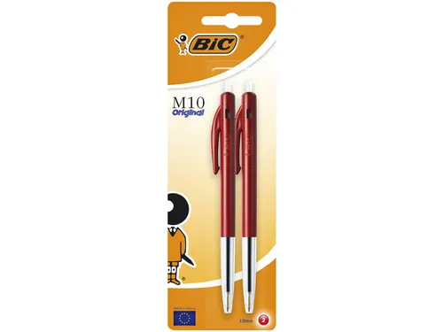 Balpen Bic M10 medium rood bister à 2 stuks