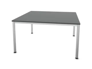 Vergadertafel 74x140x140cm 4voeten Buis Aluzilver Ms-donkergrijs - 1