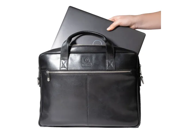 Computertas Exactive zwart leder