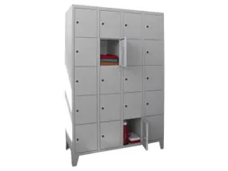 lockerkast,HxBxD 1850x1200x500mm,4x5vakken,RAL7035,front RAL7035