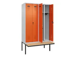 locker met bank,voor scheiding van kleding,HxBxD 2120x1200x815mm,4vak