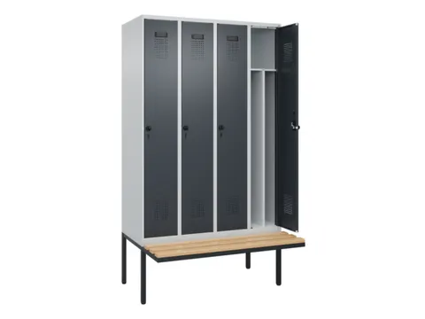 locker met bank,voor scheiding van kleding,HxBxD 2120x1200x815mm,4vak