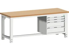 établi HxlxP 740-1140x2000x750mm plateau hêtre rouge force 1500kg