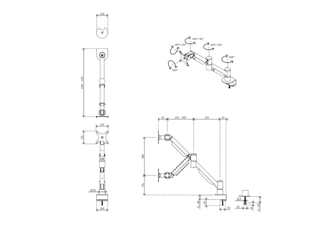 Dataflex Monitorarm Viewmate Plus 832 Zilver 1 scherm