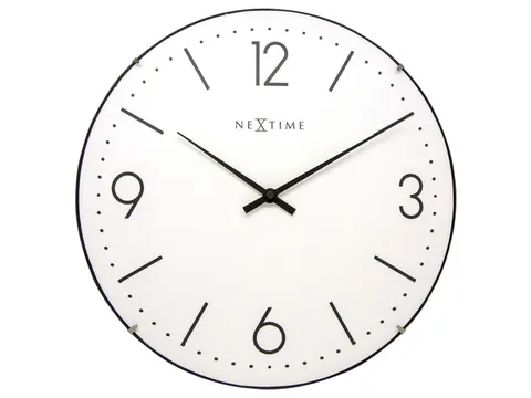 Wandklok NeXtime 35cm bol glas wit 'Basic Dome' streep/cijferaanduidin