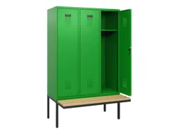 locker met bank,HxBxD 1950x1200x815mm,3vak,vak B 400mm,cilinderslot